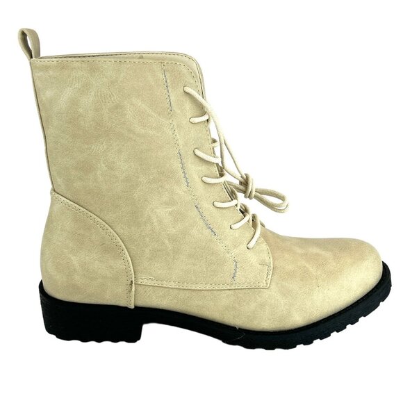 Catherine Malandrino BOONEY Women's Booties Lace Up Combats Boots Stone - Picture 4 of 9